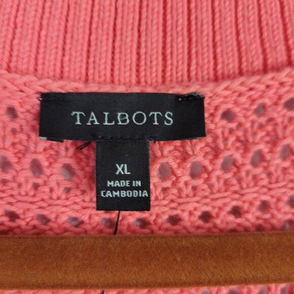 New Talbots Sleeveless Mixed Stitch Sweater Vest sz XL Coral Pink Classic Preppy - Picture 5 of 7